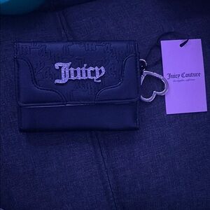 Juicy Couture Black Wallet with Heart Keychain